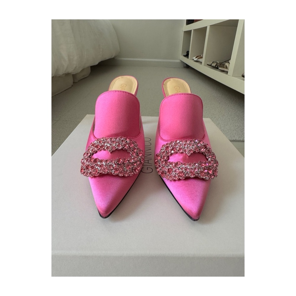 Giannico Daphne 85mm Embellished Stilettos in Fushia